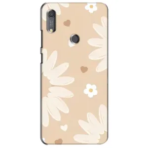 Чохол з квітковим принтом на Хуавей Y6s (Бежеві квіти)
