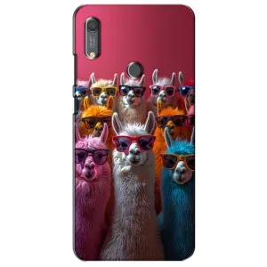 Чохол з принтом стильні тварини для Хуавей Y6s (Лами в окулярах)