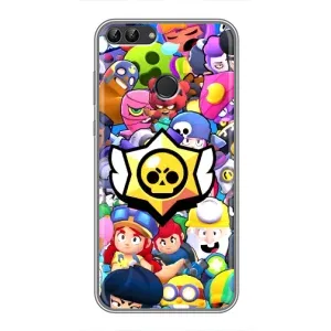 Чехол для Huawei Y7 Prime 2018 Бравл Старс (VPrint) (Лого Brawl Stars)