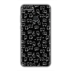 Чохол з принтом для Huawei Y7 Prime 2018 (AlphaPrint) Модні коти (Маленькі котики)