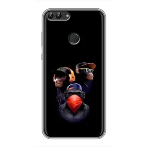 Чохол з Мавпами Huawei Y7 Prime 2018 - (AlphaPrint) (Три мавпи)