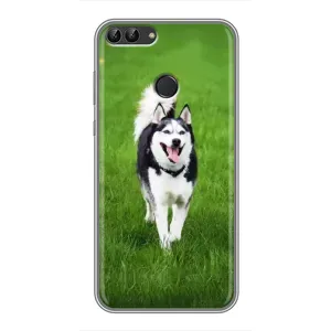 Чохол з Хаскі Huawei Y7 Prime 2018 - (AlphaPrint) (Радісний Хаскі)