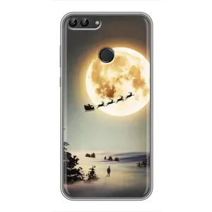 Новорічні, Святкові Чохли для Huawei Y7 Prime 2018 - 2024 год (Санта на місяці)