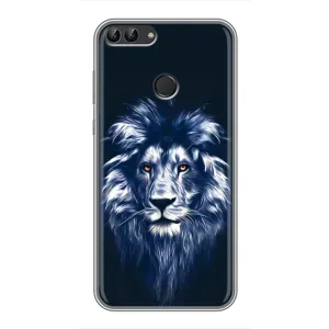 Чохол з картинкою ЛЕВ для Huawei Y7 Prime 2018 (VPrint) (Синій Лев)