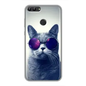 Чохол з принтом для Huawei Y7 Prime 2018 (AlphaPrint) Модні коти (Стильний кіт)