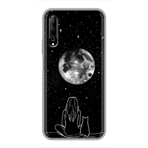 Чохол з малюнком кіт на Huawei Y7 Pro 2019 (Дівчина з котом)