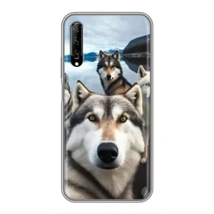 Чехол с Хаски для Huawei Y7 Pro 2019 - (AlphaPrint) (Селфи ХАски)