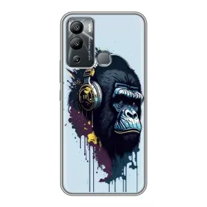 Чехол с Обезьянами Infinix Hot 12 Play - (AlphaPrint) (Горилла в наушниках)