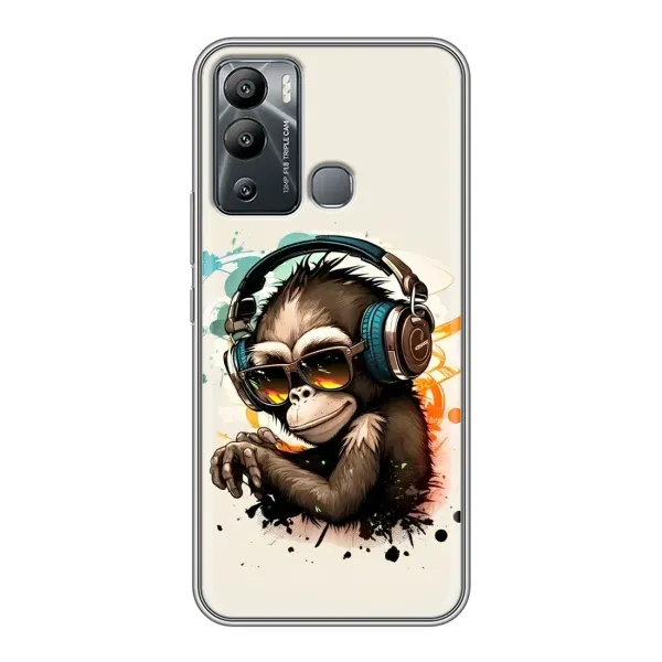 Чехол с принтом «Макака в наушниках» для Infinix Hot 12 Play Чехол с принтом «Макака в наушниках» для Infinix Hot 12 Play
