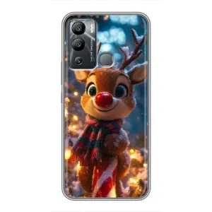 Яркий чехол для Infinix Hot 12 Play с Зимними Оленятами (Олень с шарфом)
