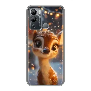 Яркий чехол для Infinix Hot 12 Play с Зимними Оленятами (Олененок среди гирлянд)