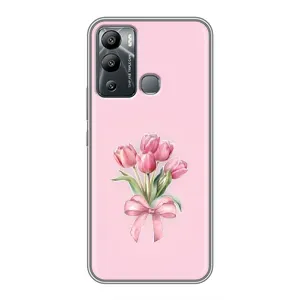 Чехол с розовым рисунком для Infinix Hot 12i (Букет цветов)