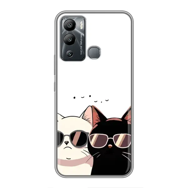 Чохол з принтом «Коти в окулярах» для Infinix Hot 12i