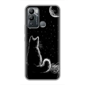 Чохол з принтом для Infinix Hot 12i (AlphaPrint) Модні коти (Котик і місяць)
