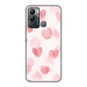 Чехол с розовым рисунком для Infinix Hot 12i (Розовые сердечки)