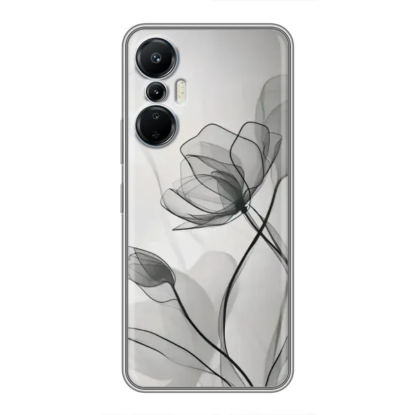 Чехол с принтом «Черные цветы» для Infinix Hot 20 (4G)