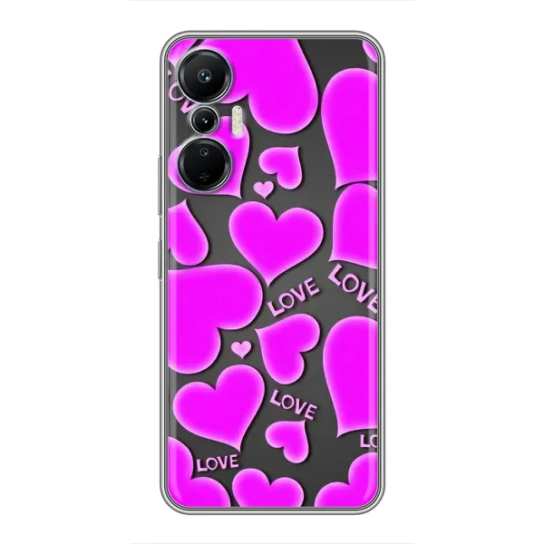 Чехол с принтом «Pink hearts» для Infinix Hot 20 (4G)