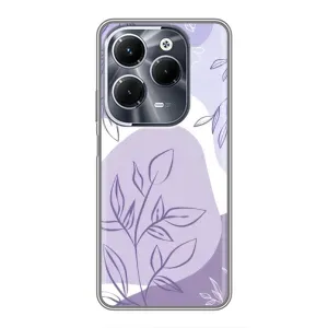 Силконовий чохол з принтом в квітах на Infinix Hot 40 Play (Фіолетове листя абстракція)