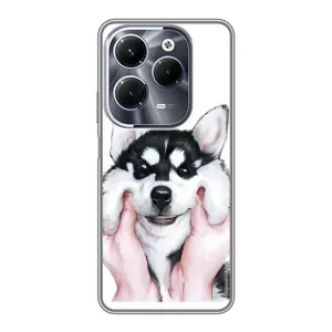 Чехол с Хаски для Infinix Hot 40 Play - (AlphaPrint) (Хаски улыбака)