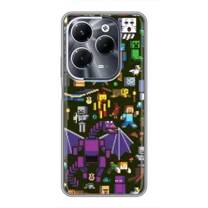 Чехол Майнкрафт на Infinix Hot 40 Play (AlphaPrint) Minecraft (Коллаж Майнкрафт)