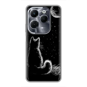 Чохол з принтом для Infinix Hot 40 Play (AlphaPrint) Модні коти (Котик і місяць)