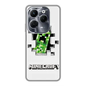 Чехол Майнкрафт на Infinix Hot 40 Play (AlphaPrint) Minecraft (крипер Майнкрафт)