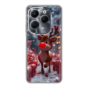 Яркий чехол для Infinix Hot 40 Play с Зимними Оленятами (Олень среди подарков)