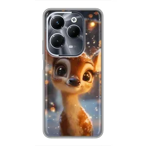 Яркий чехол для Infinix Hot 40 Play с Зимними Оленятами (Олененок среди гирлянд)