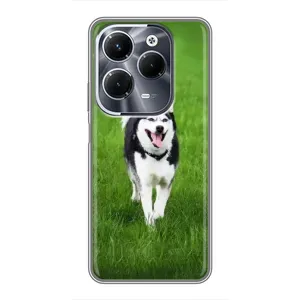 Чехол с Хаски для Infinix Hot 40 Play - (AlphaPrint) (Радостный Хаски)