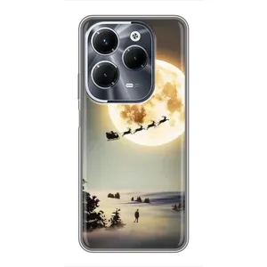 Новогодние, Праздничные Чехлы для Infinix Hot 40 Play - 2024 год (Санта на луне)