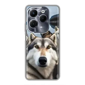 Чехол с Хаски для Infinix Hot 40 Play - (AlphaPrint) (Селфи ХАски)