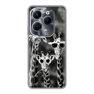 Силіконовий чохол з КАРТИНКАМИ літо для Infinix Hot 40 Play (AlphaPrint) (Жирафи в окулярах)