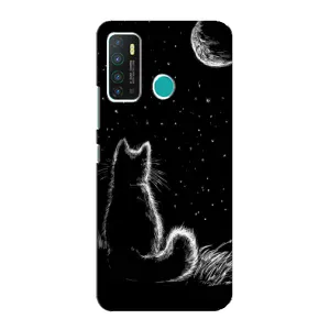 Чехол с принтом для Infinix Hot 9 / Hot 9 Pro (AlphaPrint) Модные коты (Котик и луна)