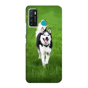 Чехол с Хаски для Infinix Hot 9 / Hot 9 Pro - (AlphaPrint) (Радостный Хаски)