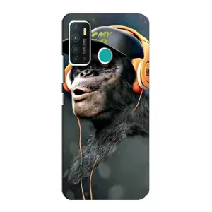 Чехол с Обезьянами Infinix Hot 9 / Hot 9 Pro - (AlphaPrint) (В наушниках)