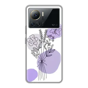 Силиконовый чехол с принтом в цветах на Infinix Note 12 2023 (Букет фиолетовая абстракция)