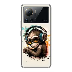Чехол с Обезьянами Infinix Note 12 2023 - (AlphaPrint) (Макака в наушниках)