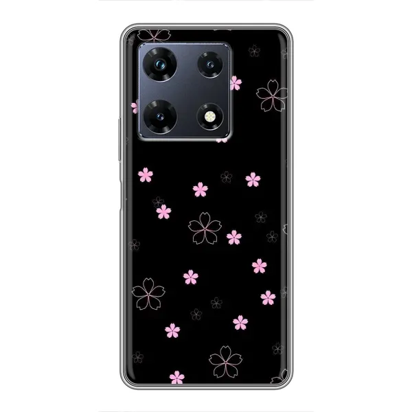 Чохол з принтом «Рожеві квіти на чорному» для Infinix Note 30 Pro