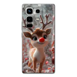Яркий чехол для Infinix Note 50 с Зимними Оленятами