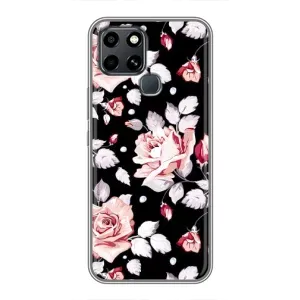 Чехлы с Цветами для Infinix Smart 6 (VPrint) (Цветочки на черном)
