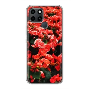 Чехлы с Цветами для Infinix Smart 6 (VPrint) (Цветы красные)