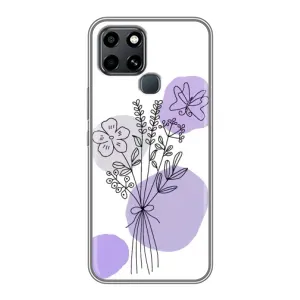 Силиконовый чехол с принтом в цветах на Infinix Smart 6 (Букет фиолетовая абстракция)
