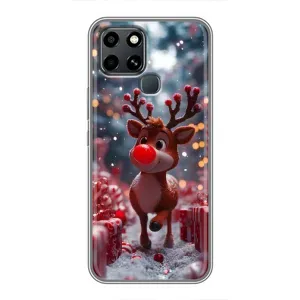 Яркий чехол для Infinix Smart 6 с Зимними Оленятами (Олень среди подарков)