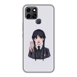 Чехлы Венсдей на Infinix Smart 6 Уэнсдей (AlphaPrint) (Уэнздей и Вещь)