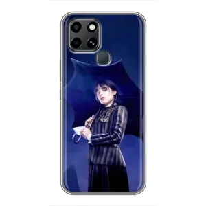 Чехлы Венсдей на Infinix Smart 6 Уэнсдей (AlphaPrint) (Уэнздей с зонтом)