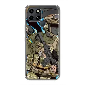 Чехлы с картинкой ЗСУ для Infinix Smart 6 (AlphaPrint) (Воин ВСУ)