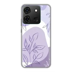 Силиконовый чехол с принтом в цветах на Infinix Smart 7 (Фиолетовые листья абстракция)