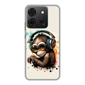 Чохол з принтом «Макака в навушниках» для Infinix Smart 7