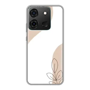 Силиконовый чехол с принтом в цветах на Infinix Smart 7 (Нюдовая веточка абстракция)