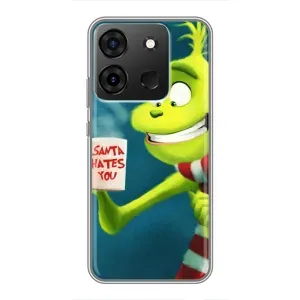 Рождественские Чехлы для Infinix Smart 7 (VPrint) (Зеленый Гринч)